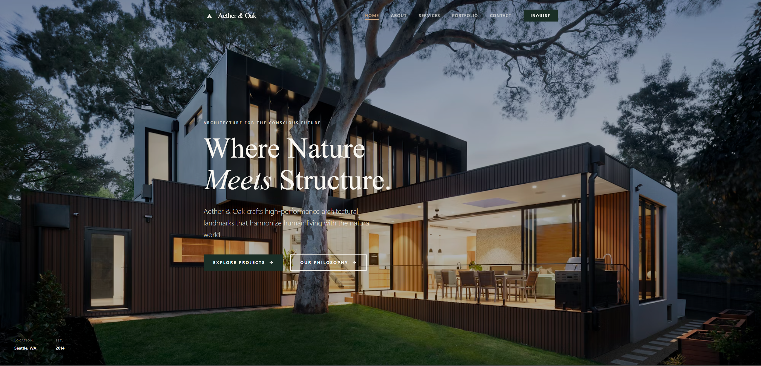 Sample informational website example view.